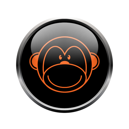 Monkey logo in a black circle. Vector art icon.のイラスト素材