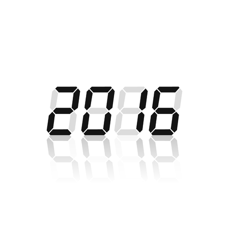 Black digital numbers 2016 year time on a white background.のイラスト素材