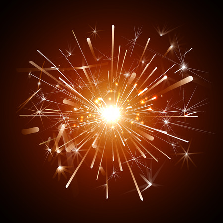 Illustration of orange firework on a black background.のイラスト素材