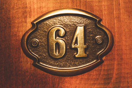 Apartment number sixty four close up colorful photo.の写真素材