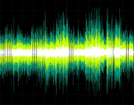 Green abstract digital sound wave background. Vector art.のイラスト素材