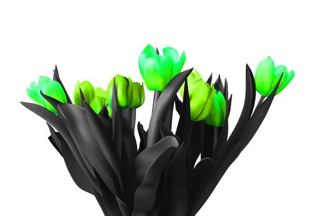 Painted bouquet color beautiful tulips on a white background.の写真素材