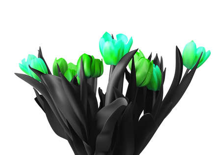 Painted bouquet color beautiful tulips on a white background.の写真素材