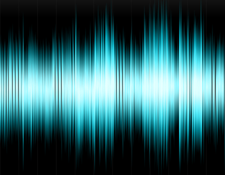 Blue abstract digital sound wave on a black background.の写真素材