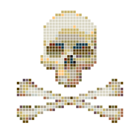 Skull and crossbones collected from pixels on a white background.のイラスト素材