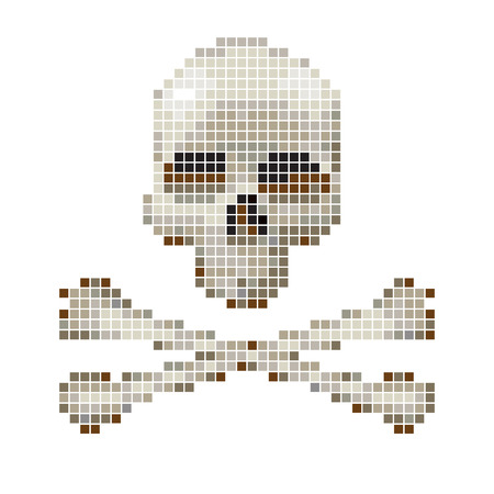Skull and crossbones collected from pixels on a white background.のイラスト素材