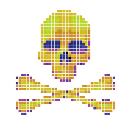 Skull and crossbones collected from pixels on a white background.のイラスト素材