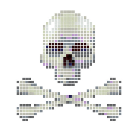 Skull and crossbones collected from pixels on a white background.のイラスト素材