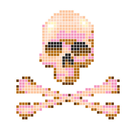 Skull and crossbones collected from pixels on a white background.のイラスト素材