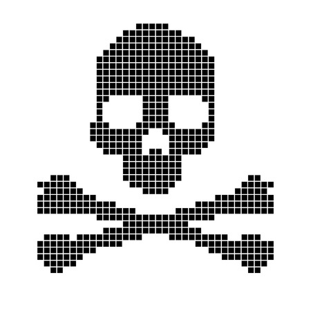 Skull and crossbones collected from pixels on a white background.のイラスト素材