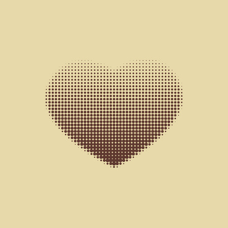 Dark brown heart painted with dots. Vector art.のイラスト素材