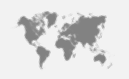 Grey halftone political world map Illustration. Vector art.のイラスト素材