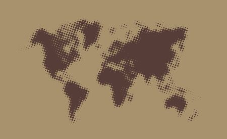 Brown halftone political world map Illustration. Vector art.のイラスト素材