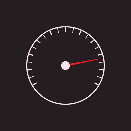 Speedometer or tachometer symbol with arrow on a black background. Vector art.のイラスト素材