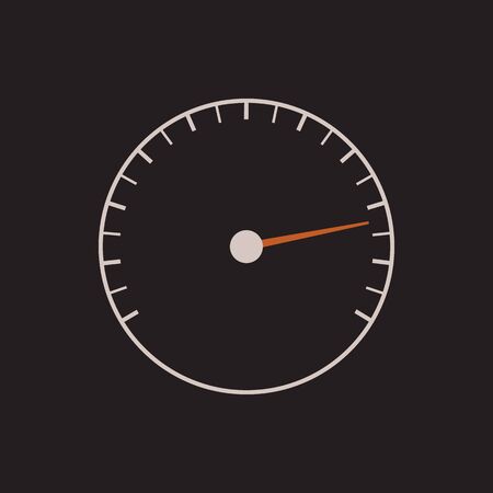 Speedometer or tachometer symbol with arrow on a black background. Vector art.のイラスト素材