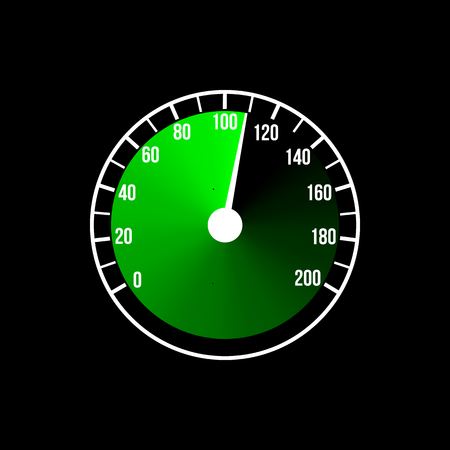 Green speedometer illustration design on a black background. Vector art.のイラスト素材