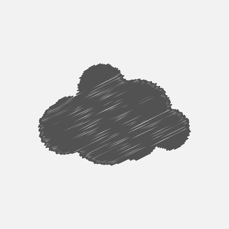 Hand drawn simple vector cloud. Brush drawing meteorology sign. Original gray cloud. Simple gray cloud. Vector cloud symbol.のイラスト素材