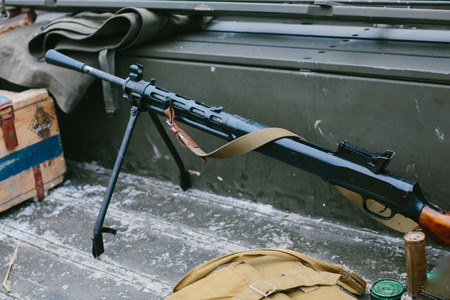 Weapon in the back of the machine. Real time photo.の写真素材