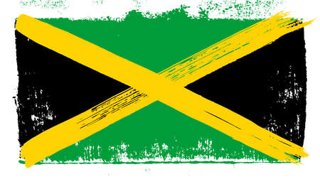 Big drawn flag of Jamaica. Vector art.のイラスト素材