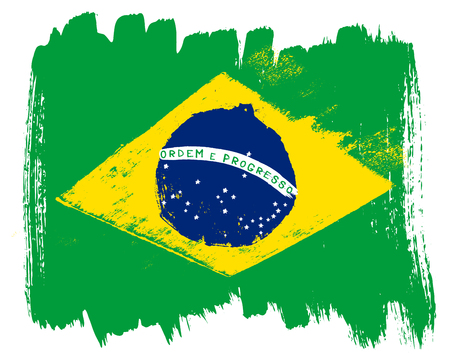 Big drawn flag of Brazil. Vector art.のイラスト素材