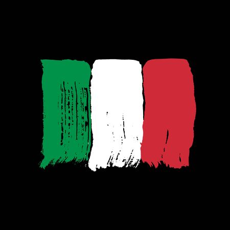 Flag of Italy on a black background. Vector art.のイラスト素材