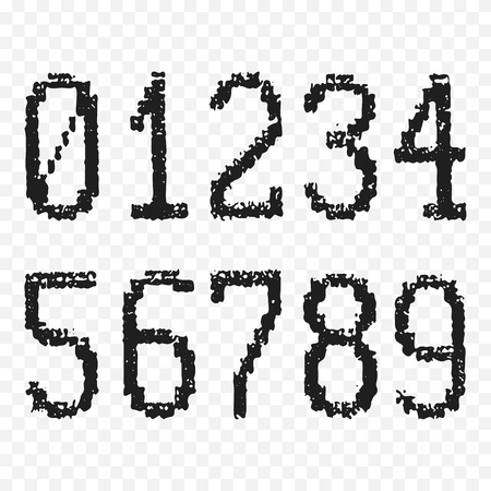 Grunge old numbers isolated on a transparent backgroundのイラスト素材