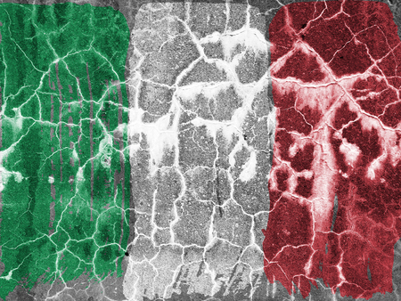 Italian flag grunge style. Italian flag on cracked backgroundの写真素材