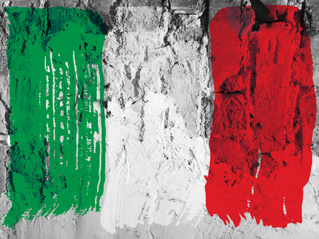 Italian flag grunge style. Italian flag on cracked backgroundの写真素材