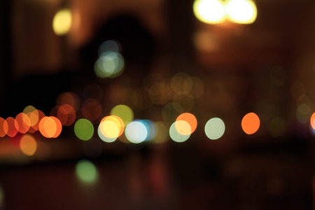 Bokeh night city. yellow warm tone abstract blurred background