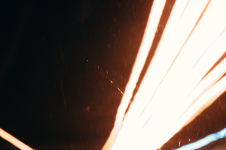 Abstract lines of light in the darkness. Photo with a long exposure