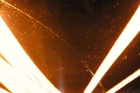 Abstract lines of light in the darkness. Photo with a long exposureの写真素材
