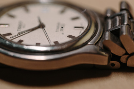 Old father watches. Steel Wrist Watch closeupの写真素材