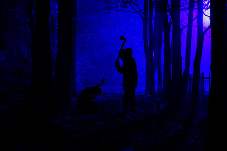 Murder in the park. Maniac swings ax on his prey. Maniac kills his victim in the night deserted...
