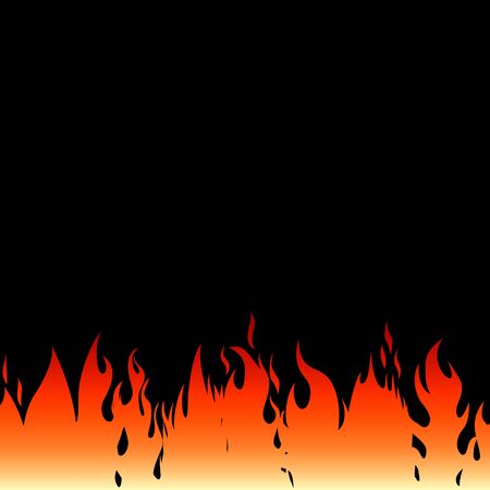 Fire flames on a black background. Vector illustrationのイラスト素材