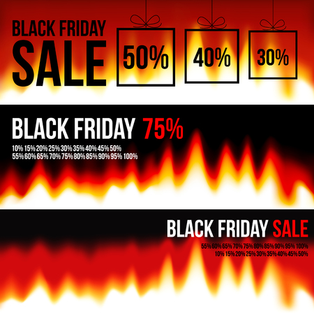 Set with Black friday sale banners. Vector illustration.のイラスト素材