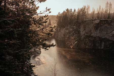 Marble Canyon in winter. Lake in Marble Canyon