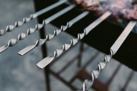 Handles of skewers close-upの写真素材