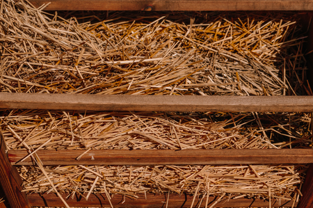 Straw in carts close-upの写真素材