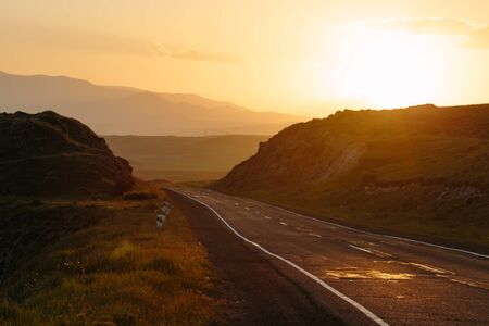 Road at sunset, Armeniaの写真素材