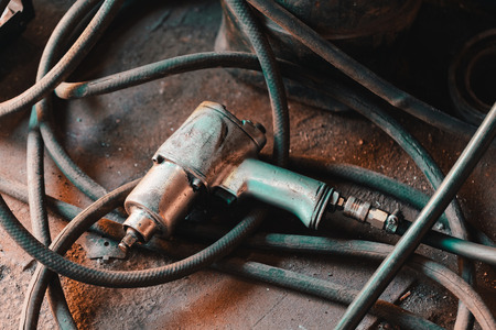 Wrench gun in the car repair shop. Object photo.の写真素材