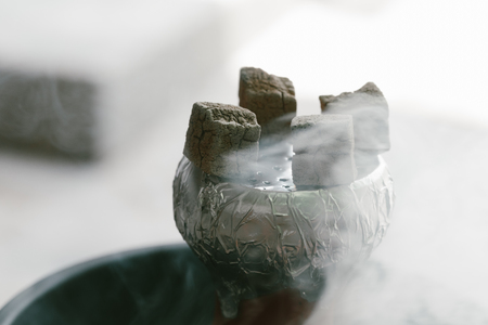 Coals on the bowl for hookahの写真素材