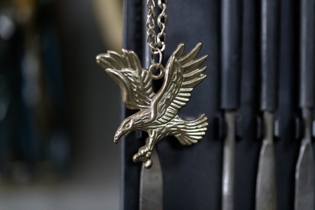 eagle medallion on chainの写真素材