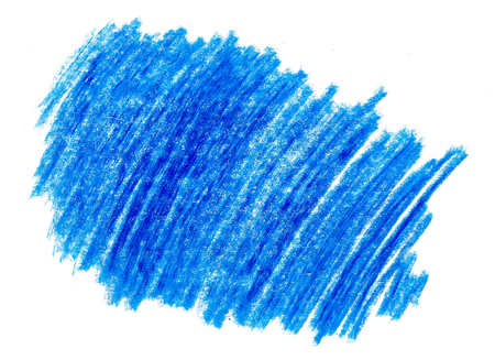hatching doodle childish wax blue pencil on white backgroundの写真素材