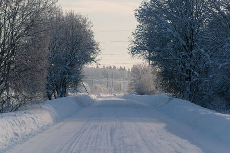 cold and winter landscapes with snow in Russia