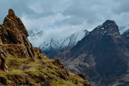landscape from the high mountains in the daytimeの写真素材