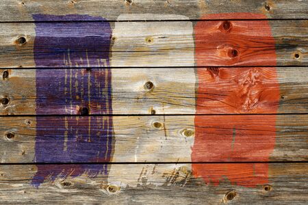 background from old french flag in grunge styleの写真素材