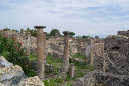 architecture and old buildings of Italy in the city of Ischia in the daytimeの写真素材