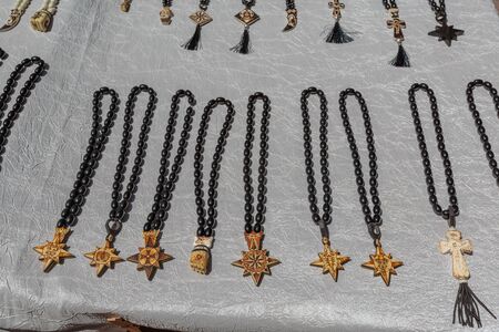 original chains and pendants in the daytime at the bazaarの写真素材
