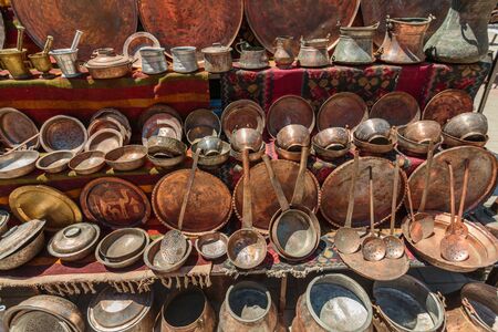 battered and made of metal kitchen utensilsの写真素材