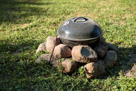 special barbecue on the stones in the summerの写真素材